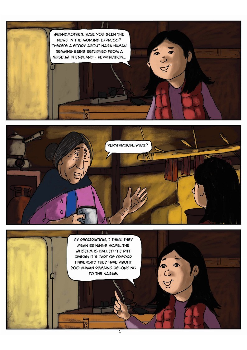 An image extracted from ‘A Path Home’ a graphic novel on Naga Repatriation by Arkotong Longkumer and Meren Imchen. The novel was released on February 17, 2023. The book is published by Recover, Restore and Decolonise (RRaD) and the North Eastern Social Research.